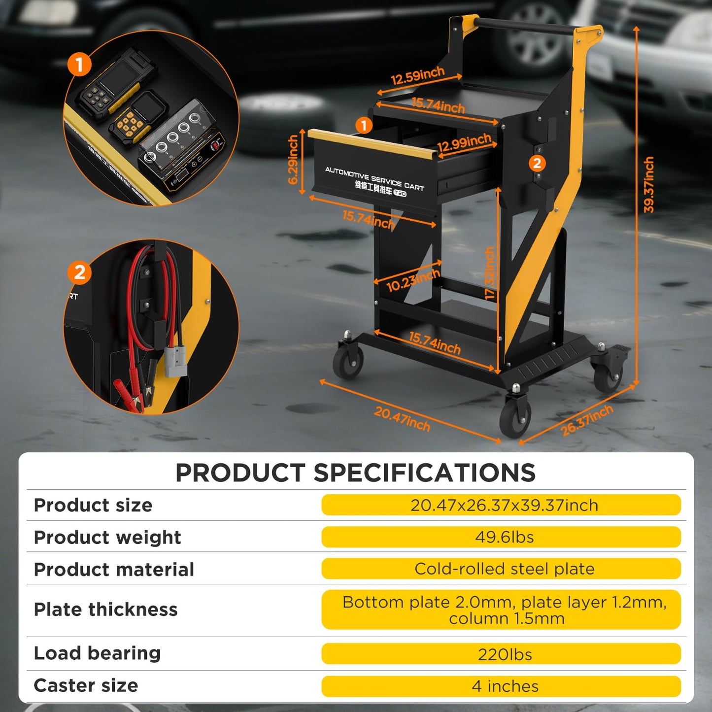 LINXINO T20 Automotive Service Tool Car,Garage Organization on Wheels Tool Cart with Modular Layered Storage,Mechanic Utility Cart for Workbench & Outdoors Working