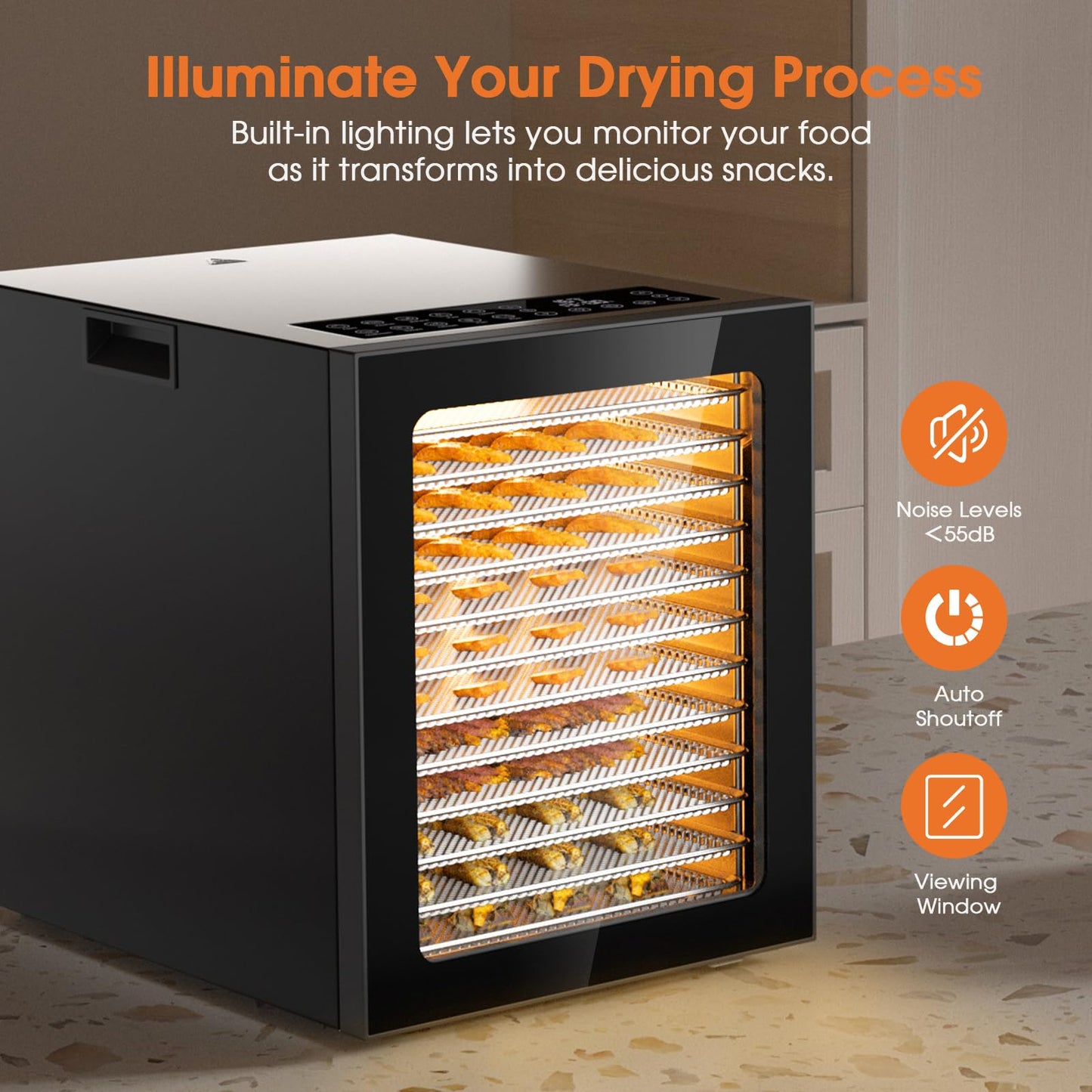 Food Dehydrator, 12 Stainless Steel Trays in 850W Dehydrator Machine, 48 Hour Digital Timer and 167°F Temperature Adjustable, Food Dryer for Jerky, Dog Treats, Meat, Fruit, Herbs