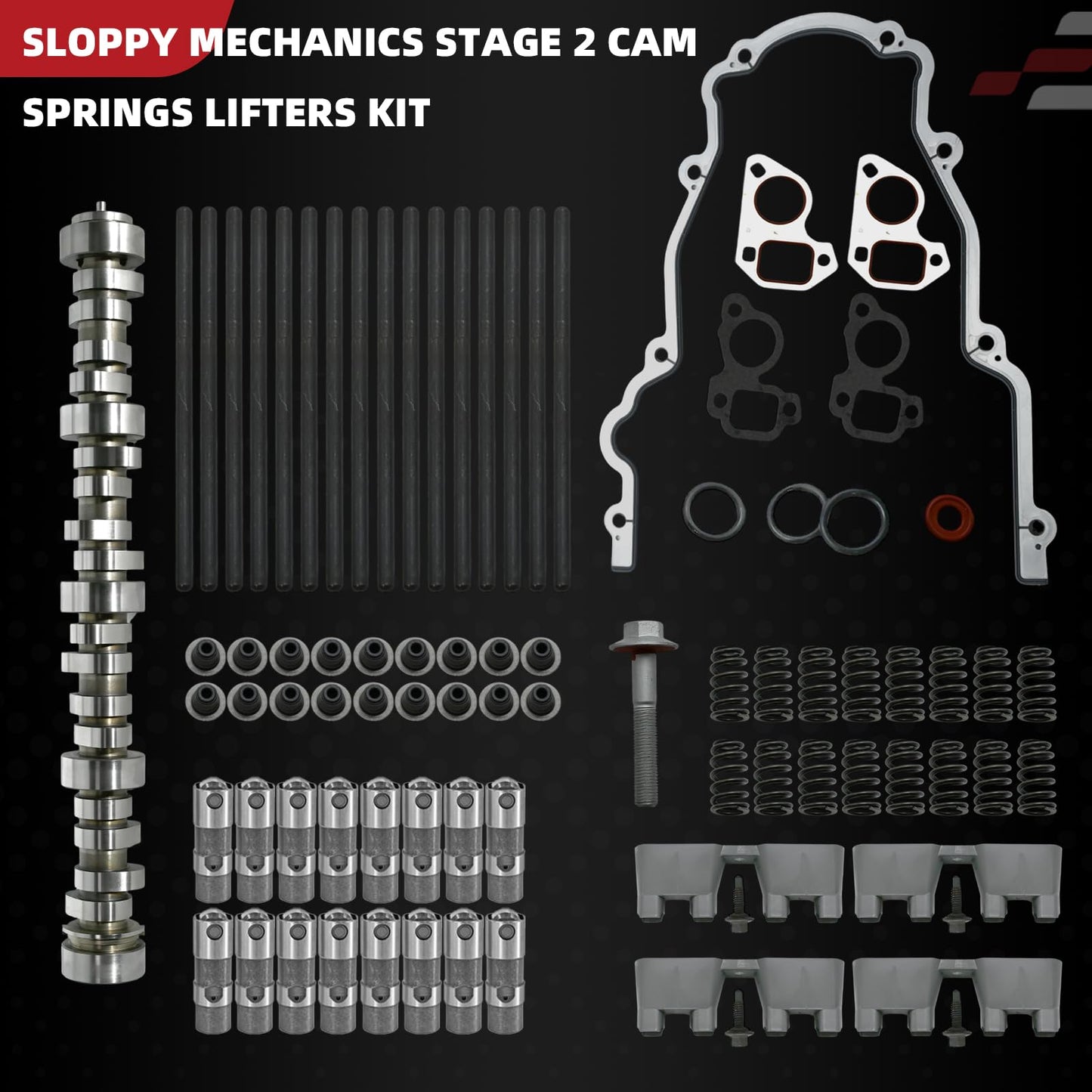 Sloppy Mechanics Stage 2 Cam Springs Lifters Kit E-1840-P, PAC-1218, 12482063 For Escalade 05 97-00 08-13, for Impala Silverado Suburban Tahoe Sierra Yukon1997-2013
