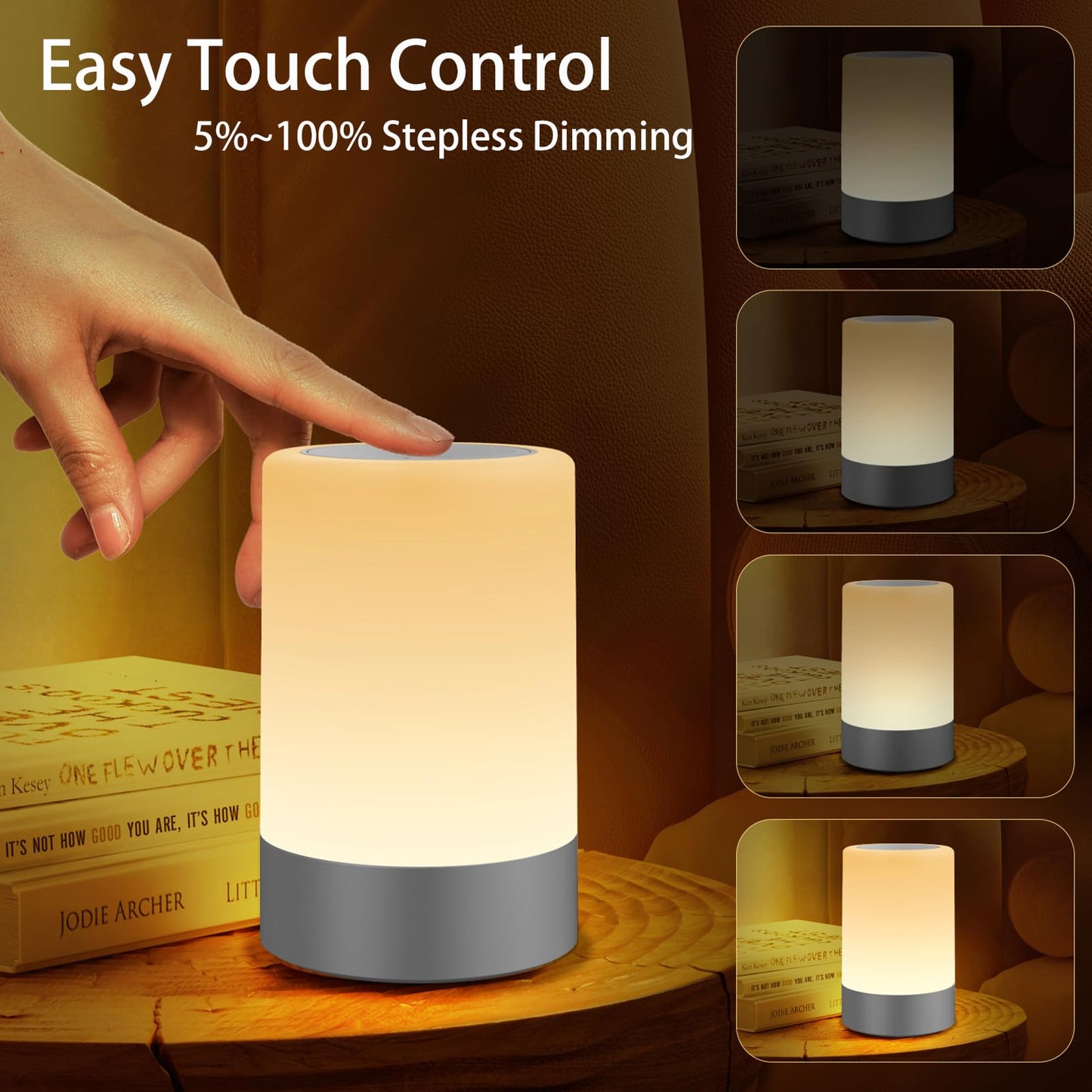 G Keni Nursery Baby Night Light for Kids, Portable LED Touch Night Lamp for Kids and Adult, Breastfeeding, Sleep Aid, USB Rechargeable Nursing Lamp, Bedside Dimmable Warm Night Light (2 Pack)
