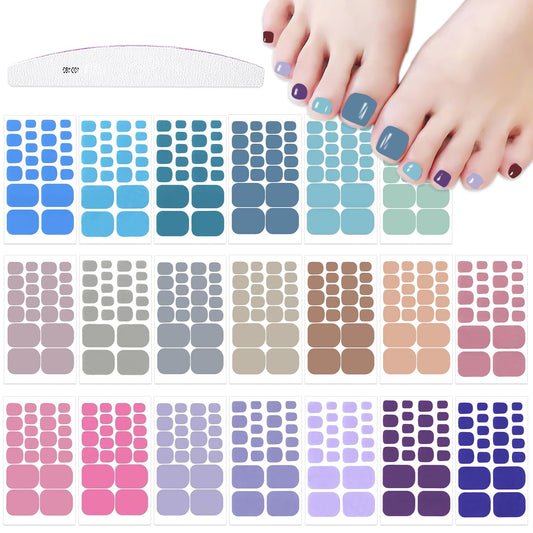 JERCLITY 440 Pieces 20 Sheets Toenail Strips for Women Nail Art Wraps Toe Nail Stickers Nail Wraps for Toes Nail Polish Strips Nail Polish Stickers for Toenails Color Strips