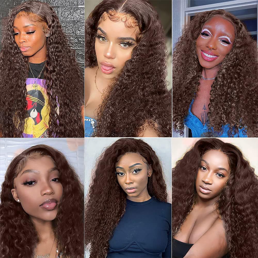 Human Hair Bundles Deep Wave 24 Inch Single Bundle #4 Chocolate Brown Human Hair Unprocessed Native Virgin Hair 100g Total 1 Extension Wet and Wavy Human Hair Extensions for Black Women