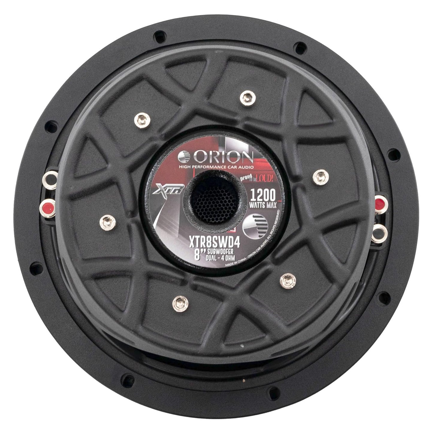 Orion XTR Series XTR8SWD4 Free Air Slim Shallow Mount 8” Car Subwoofer, 1200W Max Power, 300W RMS, Dual 4 Ohm, UV Coated Cone, NBR Surround – OEM Sub Replacement Compact for Lexus, BMW, Nissan, & More