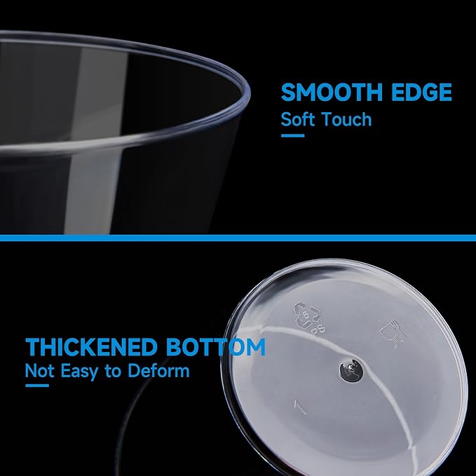 RACETOP 9 oz Clear Plastic Cups 100 packs, Disposable Plastic Party Cups Tumblers, Cocktail Cups, Perfect for Parties, Wedding and Events