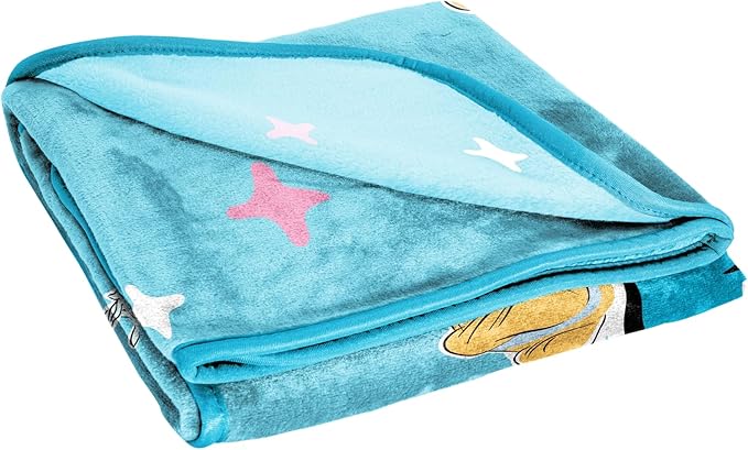 Jay Franco Kids Plush Throw Blanket – Soft & Cozy Fleece Throw for Bedroom & Couch Décor, Official Licensed Product, Blue - Disney Princess Cinderella, 40x50 - Travel Blanket