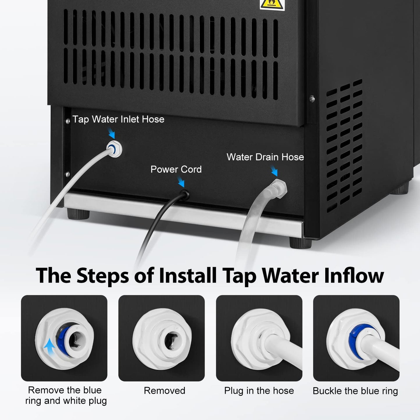 Commercial Ice Maker Under Counter, 170LBS/24H with 35LBS Ice Storage Capacity, 15 Inch Wide Stainless Steel Commercial Ice Machine Freestanding/Built-in Large Ice Machine
