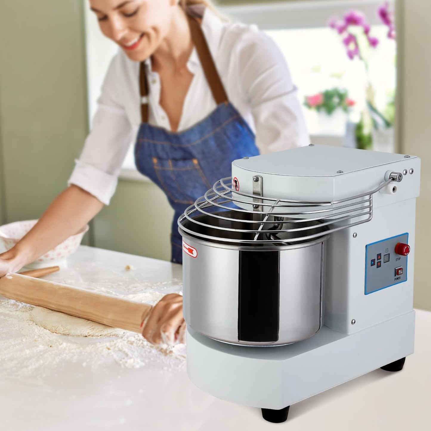 MilleLoom Household Stand Mixer, 10.5 Qt Touch Screen Dough Mixer Machine with Timer, Security Shield, 650W Dual Rotating Dough Kneading Machine Food-grade Stainless Steel Bowl for Restaurant Bakery