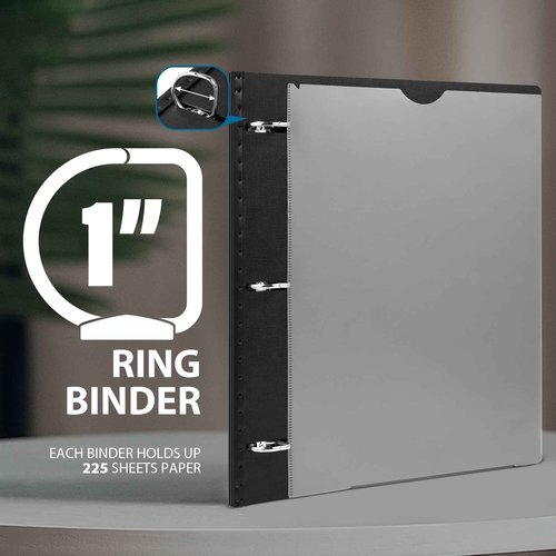 Telescoping 3 Ring Binder 4PCS Assorted Colors +1 Inch Telescoping 3 Ring Binder 4PCS Black