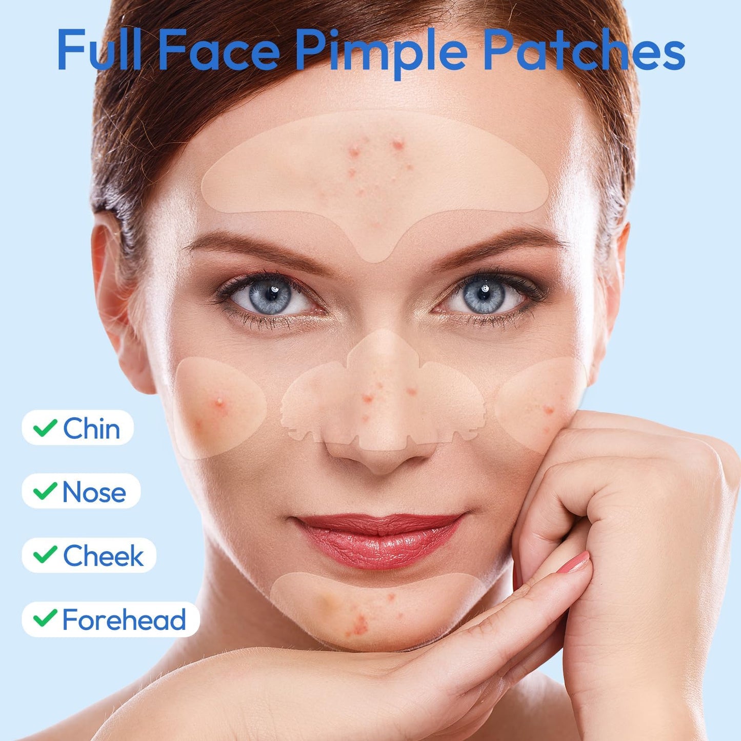 Full Face Pimple Patches (5 Pack, 25 Patches),XL Hydrocolloid Acne Patches for Whole Face,Nose,Chin,Forehead,Cheeks w/Tea Tree Oil&Salicylic Acid,Large Invisible Zit Patches for Overnight Blemish Care