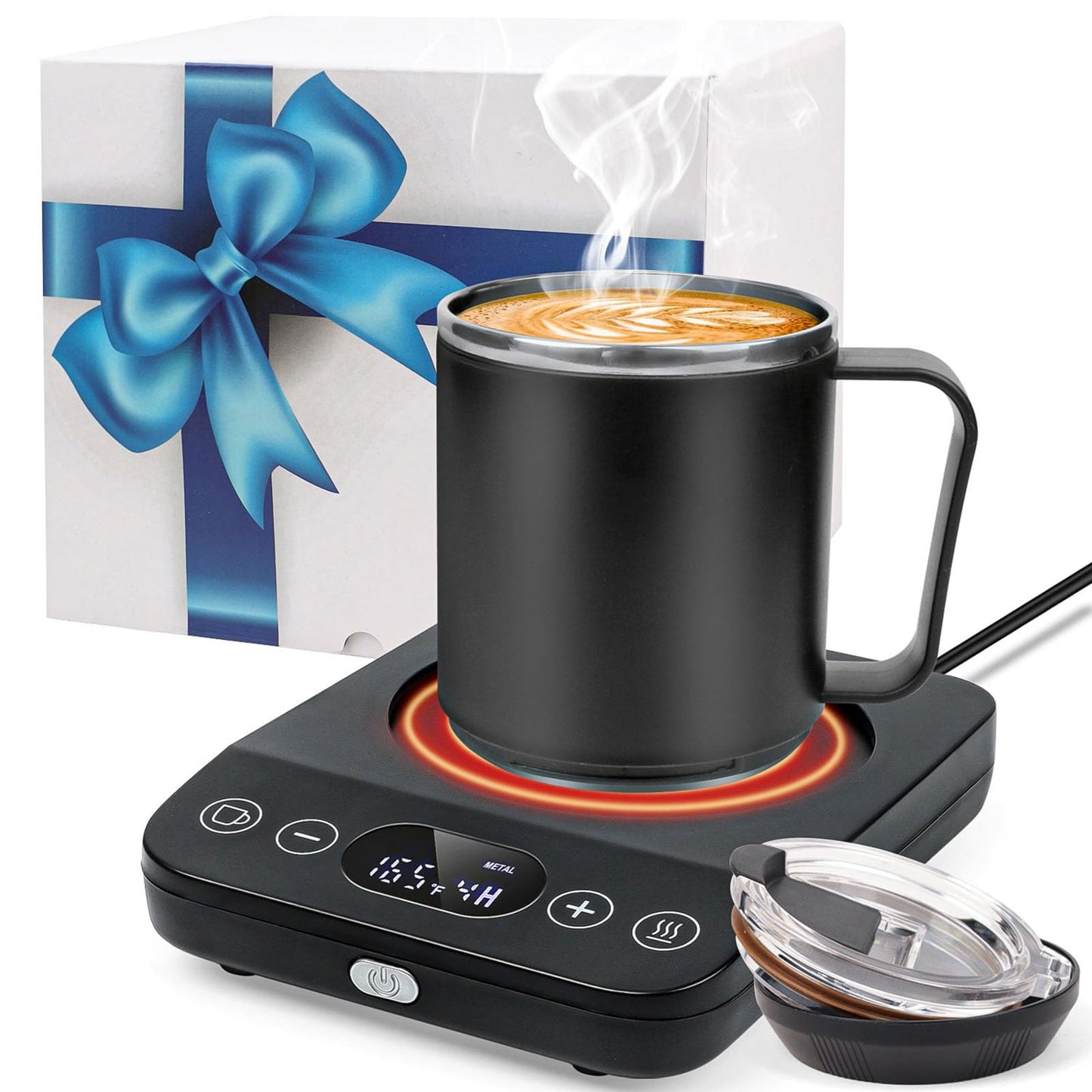Coffee Mug Warmer & Mug Set, 30W Coffee Cup Warmer with 15.5oz Cup for Desk with Auto Shut Off, Timer Function, Smart Mug Heater for Heating Coffee, Tea, Candle, Beverage, Gifts