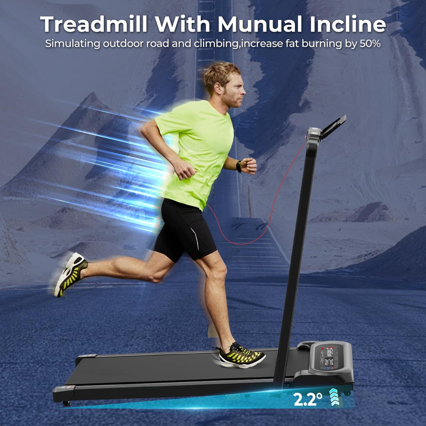 SubSun 2 in 1 Folding Treadmill, Walking Pad with Handle Bar, Under Desk Treadmill with 265 Lbs Capacity for Office, Remote Control, Grey
