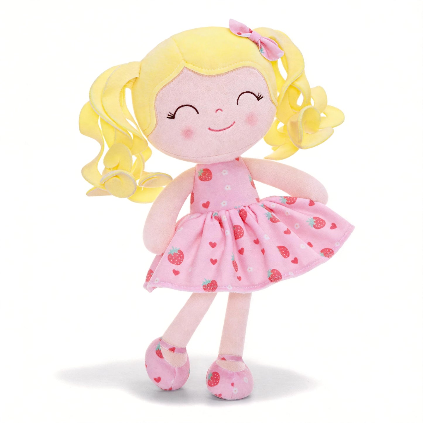 Gloveleya Baby Dolls Soft Snuggly First Baby Girl Gifts Soft Doll for Girls with Strawberry Printed Dress 12inches Fruit Series