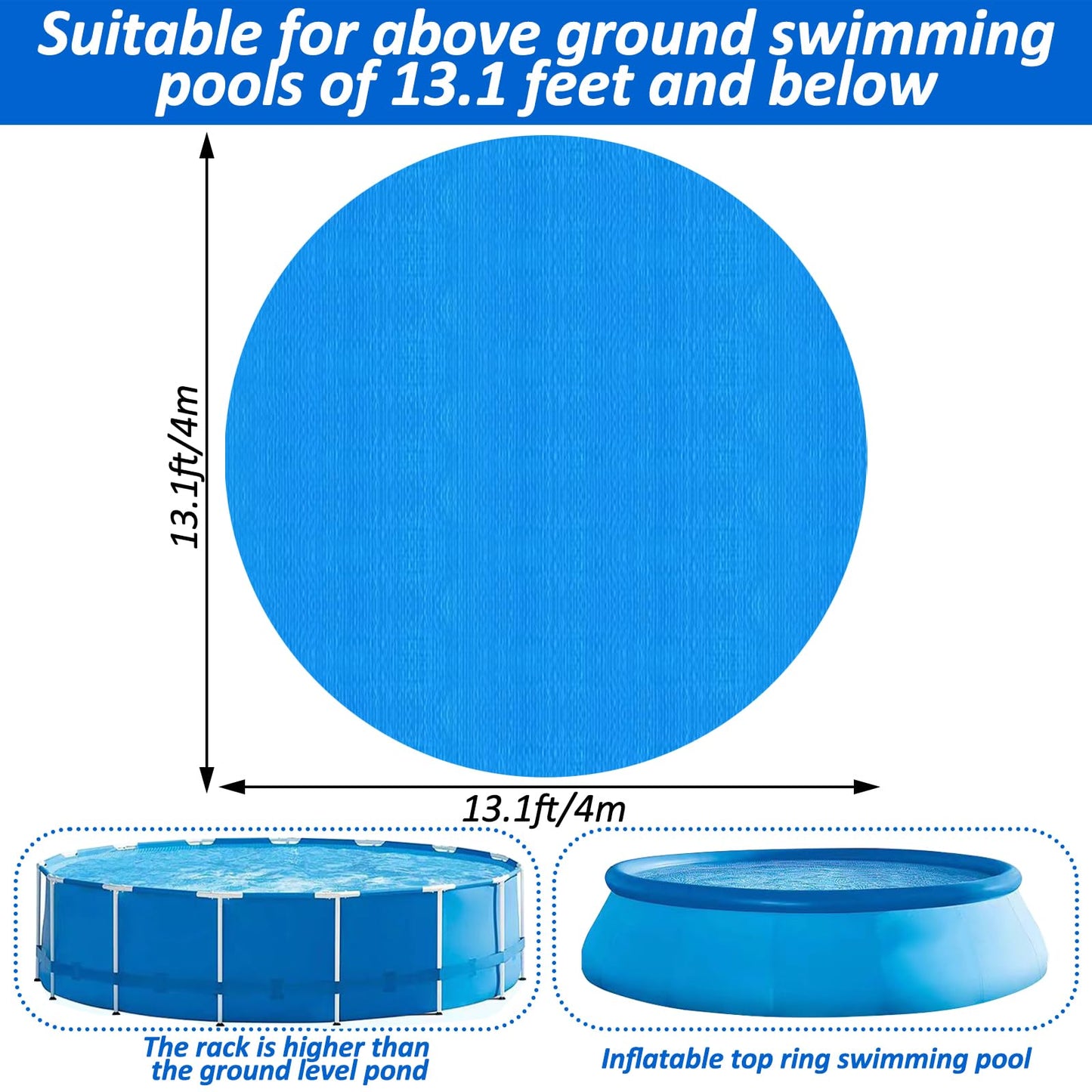 YEXEXINM 13.1Ft Round Pool Ground Cloths Swimming Pool Ground Cloth,Round Pool Liner Pad for 12ft Above Ground Swimming Pool,Heavy Duty Pool Ground Mat Protector to Prevent Puncture Pool Ground Tarp