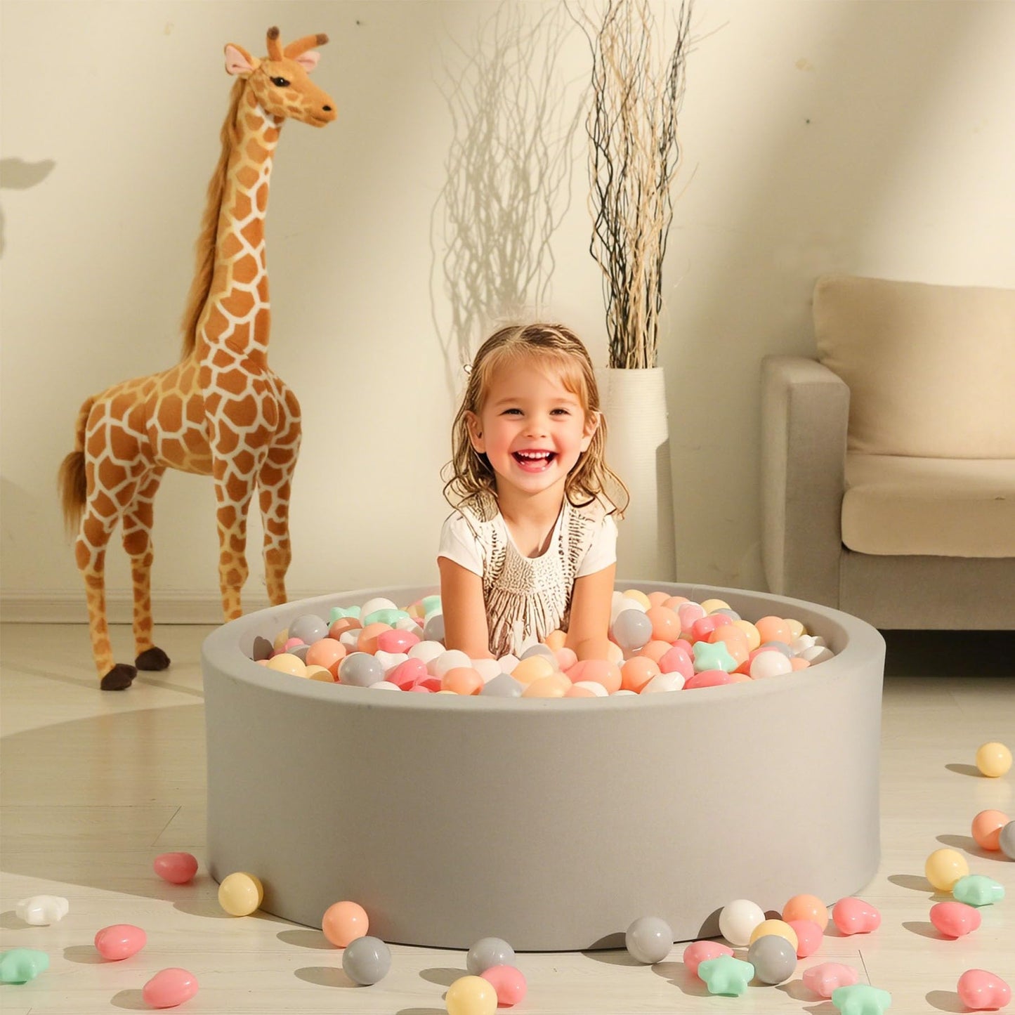 GOGOSO Ball Pit Balls,Plastics Balls for Ball Pit, Stars Hearts Shape for PastelBall for Toddlers Kids，6 Mix Colors, 1000pcs