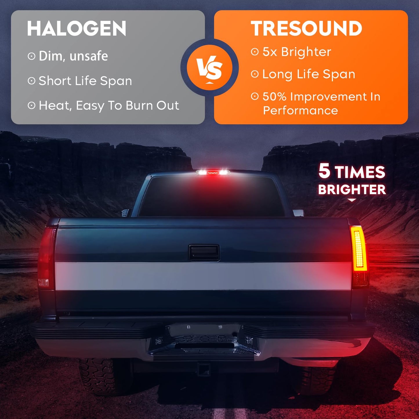 Tail Light + 3rd Third Brake Cargo Lamp for 07-13 Chevy Silverado 1500, 07-14 2500HD 3500HD, 08-14 GMC Sierra 3500 HD, High Mount Stop Light Rear LED Taillight, 25958482 25958483 GM2800207 GM2801207