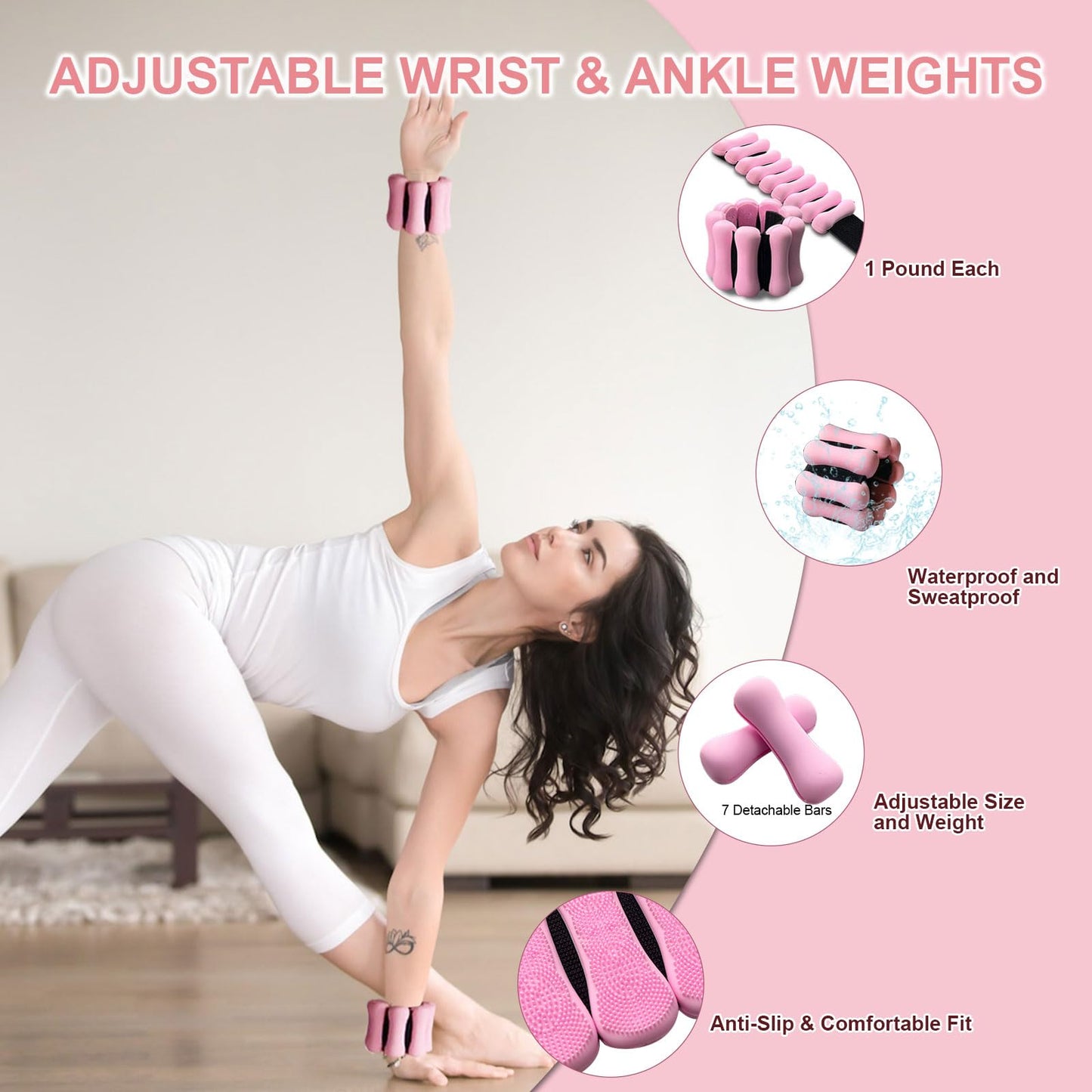 KANGFITER Pilates Equipment Kit for Home Workout, Pilates Ring and Ball Set with Adjustable Ankle Wrist Weights, Resistance Bands, Tape Measure, Bag, Pilates Essentials Accessories for Women Yoga
