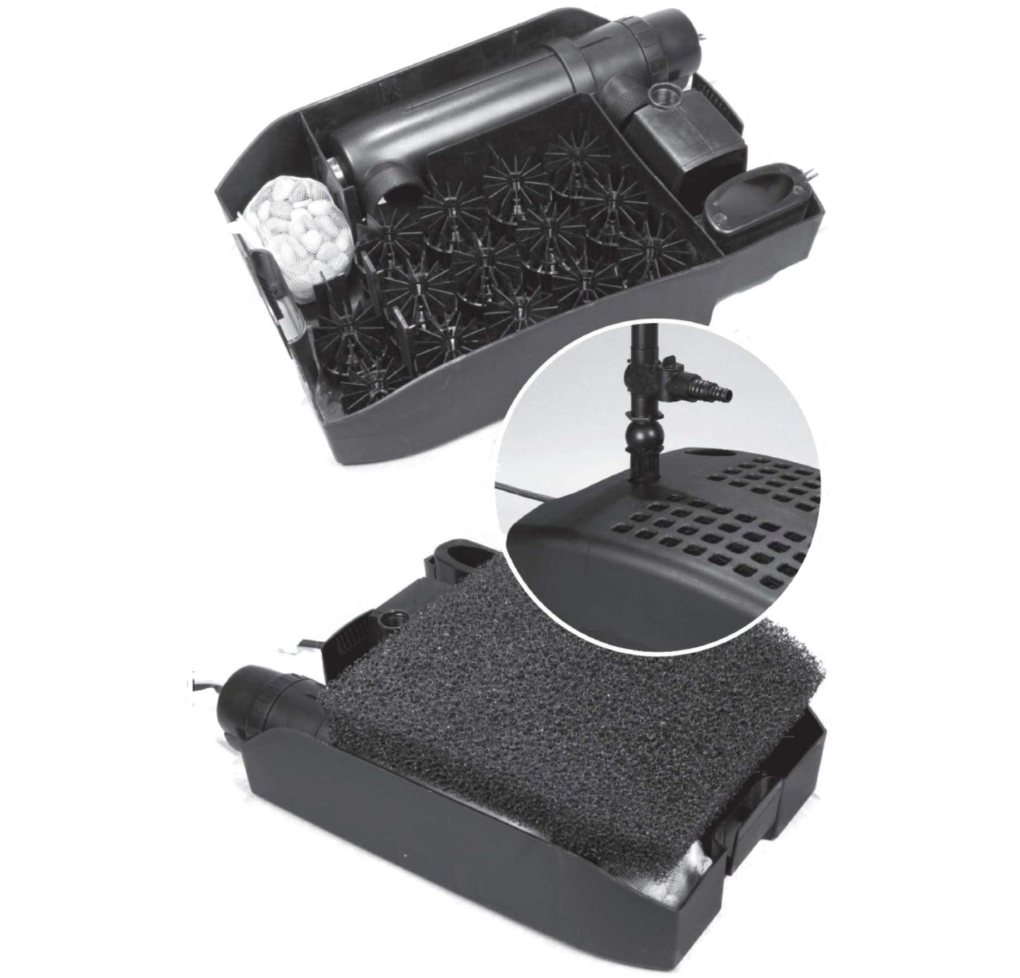 HALF OFF PONDS Sting Ray 1200 All-in-One Submersible Biological and Mechanical Filter, 525 GPH Pump, 9-Watt UV Clarifier, and Fountain - SR1200