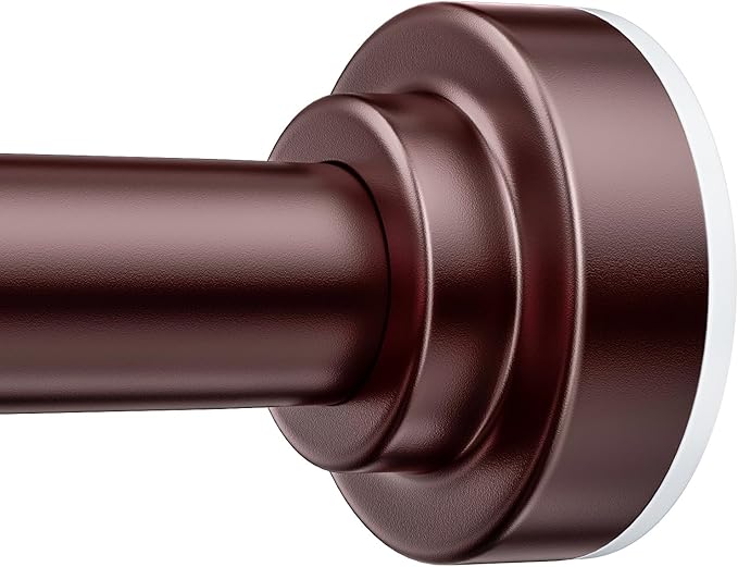 TEECK Shower Curtain Rod, 32-92 inch Adjustable Spring Tension Curtain Rod, Never Rust Anti-Slip Shower Curtain Rod for Bathroom, No Drilling, Never Collapse, Easy to Use, Brown