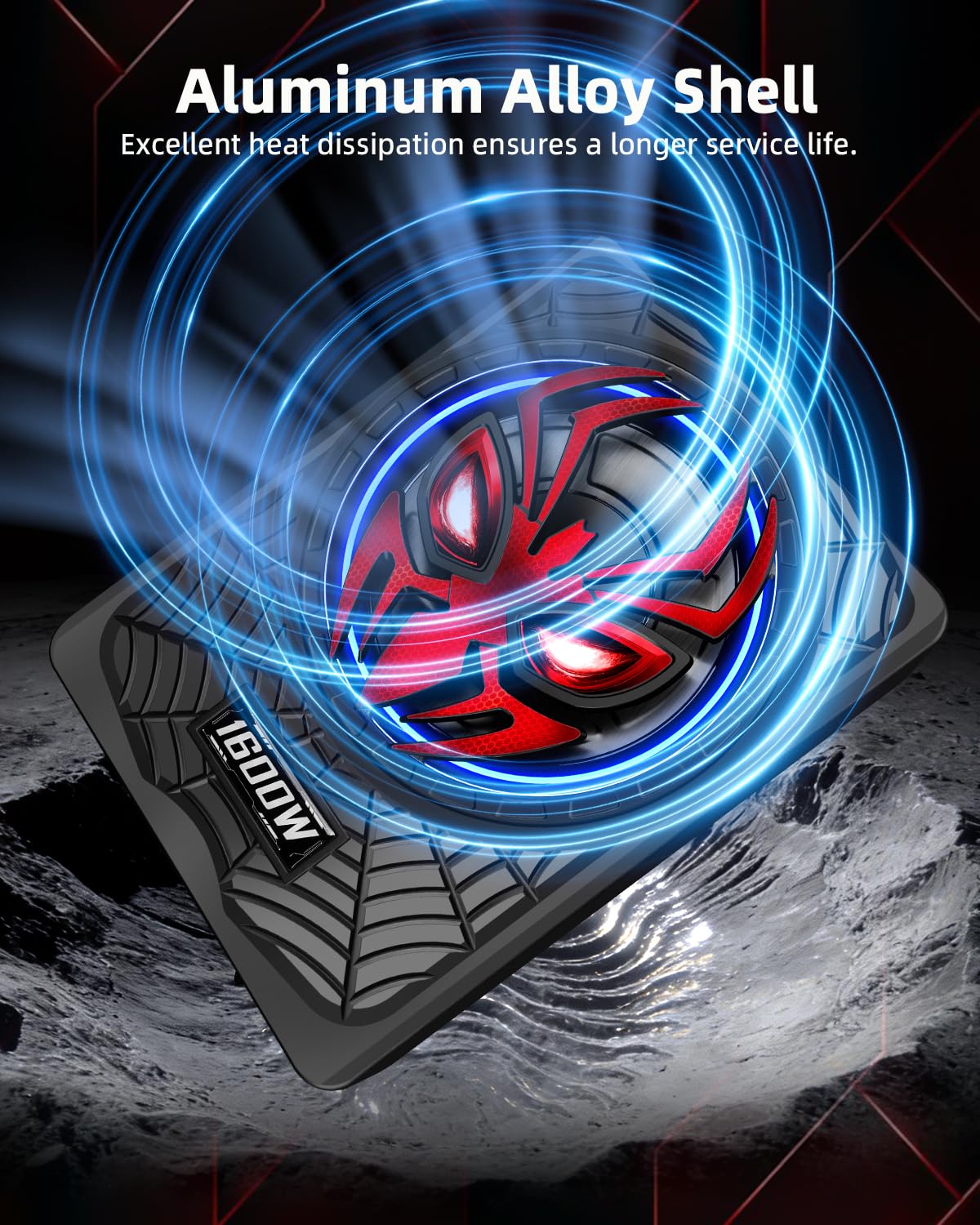 SUBPULSIX 1600W Slim Under seat Car Subwoofer and Amp Package, Powered Subwoofer with Built-in Class D Amplifier, Cast Aluminum Body, LED Ambient Light Switch, Deep Bass Subwoofer for Car, Truck, SUV