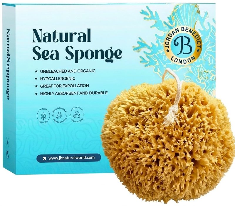 Natural Sea Sponge for Shower, Honeycomb Bath Sponge with Rope, Soft Organic Exfoliating Body Sponge, Natural Sea Sponge for Bathing and Shower (Medium, Pack of 1)