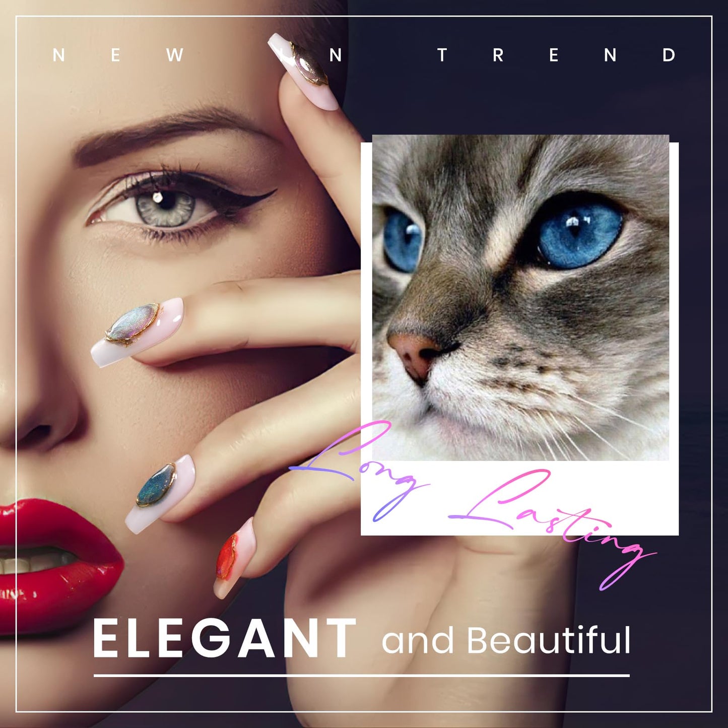 MIZHSE Cat Eye Gel Polish Set, 6 Colors Holographic Magnetic Gel Polish Set with Magnet Stick, Glitter Pink Green Blue Purple Magnetic French Nails Nail Polish Kit Gift Set for Women
