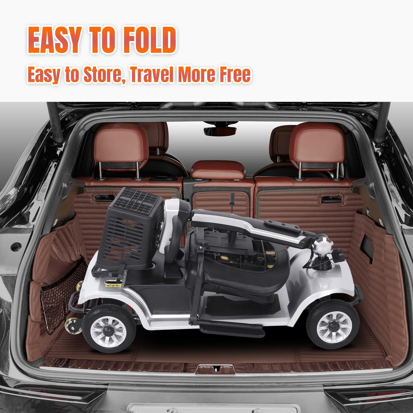 30 Miles Long Range 4 Wheel Electric Mobility Scooter Compact Heavy Duty Mobile for Travel, Adults, Elderly,Foldable Mobility Scooter with Charger & Basket (Silver)