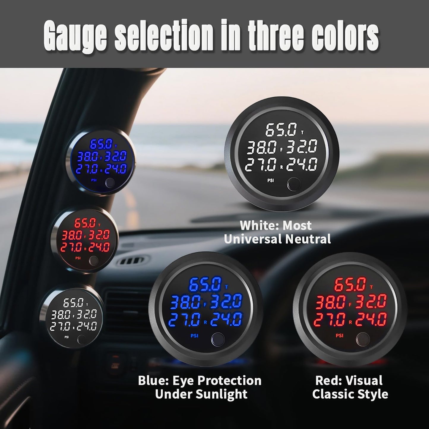 CNWZYMX 12V Air Management Featuring 8-Valve Air Ride Suspension Manifold, Simplify Control Panel and Ship Type Switch and Five-Way White Display Air Pressure Gauges