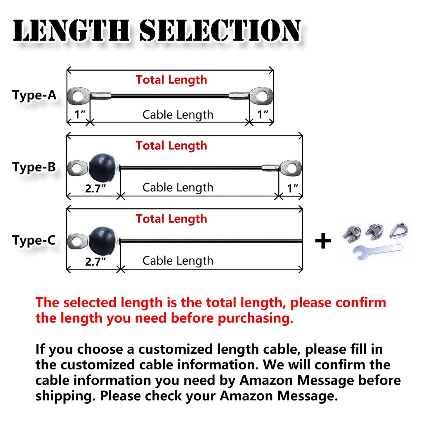 J Bryant Fitness Gym Replacement Cable Fitness Pulley Cable Thick 0.2inch/5mm Heavy Duty Steel Wire Rope for Home Gym Cable Pulley Attachments Machine Accessories (Type-B, 55")"