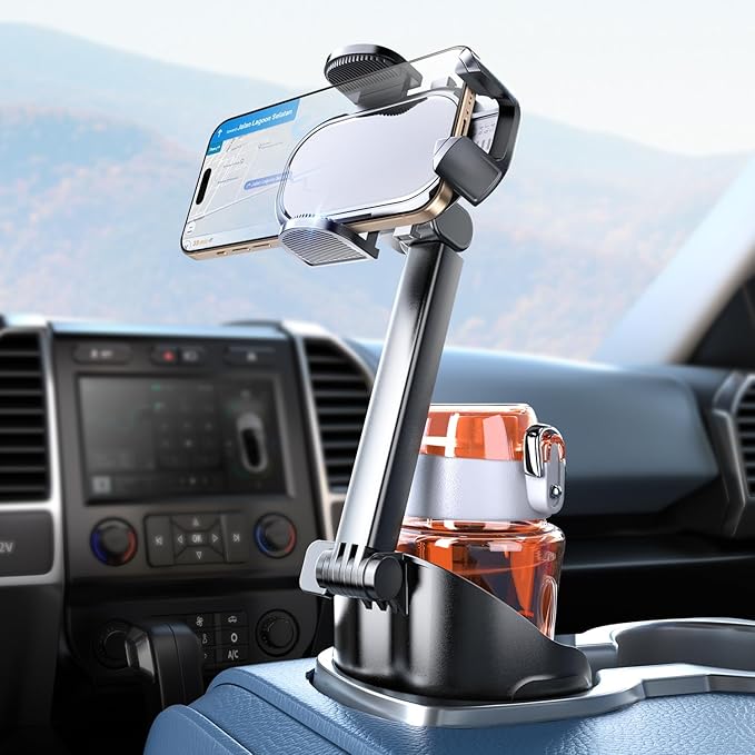 eSamcore Cup Holder Phone Holder, Unobstructed Cup Holder Phone Mount for Your Car Cupholder (2.5"-4") with Flexible C-Shaped Base, 360ÃÂ° Swiveling, 0.8" Deep Clamp Compatible with iPhone 4.7"Ã¢ÂÂ7"