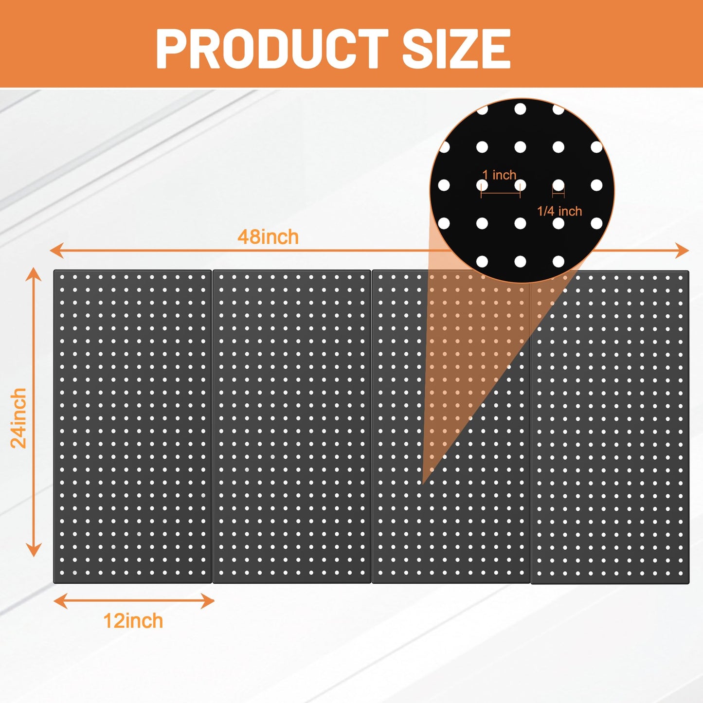Ultrawall 4 Pack Metal Peg Board Panels with Hooks, Pegboard Wall Tool Organizer for Garage, 84pcs Peg Board with Accessories, 24"X12"""