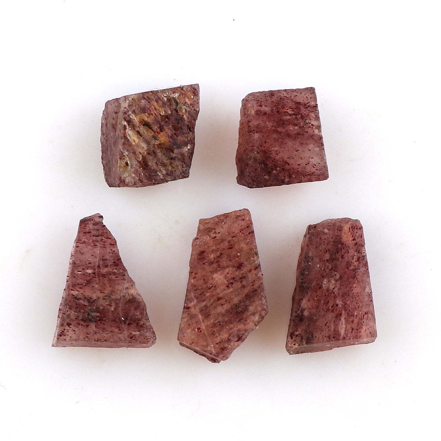 CRYSTALINES 5pcs Wholesale Natural Raw Strawberry Quartz Gemstone, Untreated Rough Stones, Bulk Loose Supplies, DIY Crafts, Jewelry Making, Healing Crystals, Gem Collection, AAA Grade