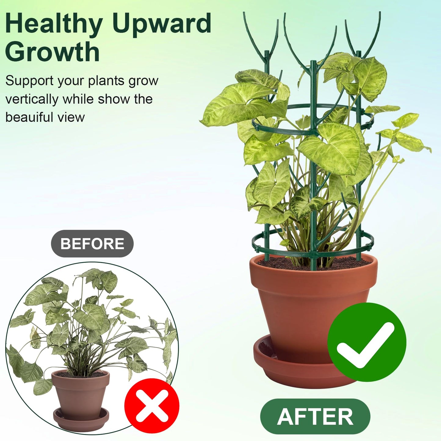 18 Pcs Plant Support Stakes & Plant Cage Support Rings, Plant Supports for Indoor Plants, Stackable Plant Holder Stick, Small Plants Potted Plants Flower Other Climbing Plants (6.4 "Wide X 11" High)