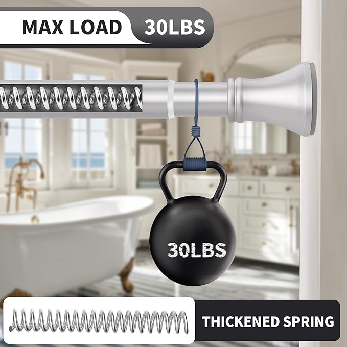 YNL Silver Shower Curtain Rod 36-94 Inch(3-7.8ft), No Slip No Drill No Rust Shower Rod For Bathroom Window Patio, Adjustable Spring Long Tension Rod