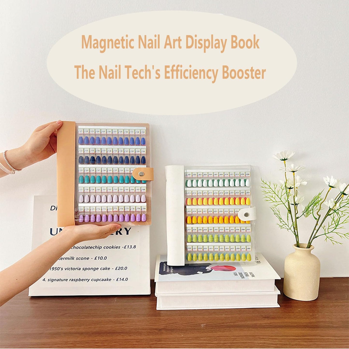 Magnetic Nail Swatches Book, 120/240 Nail Polish Colors Display Book, Special Swatches Display Board, Wear-resistant Nail Storage Album, Nail Art Palette (Orange 120pcs)