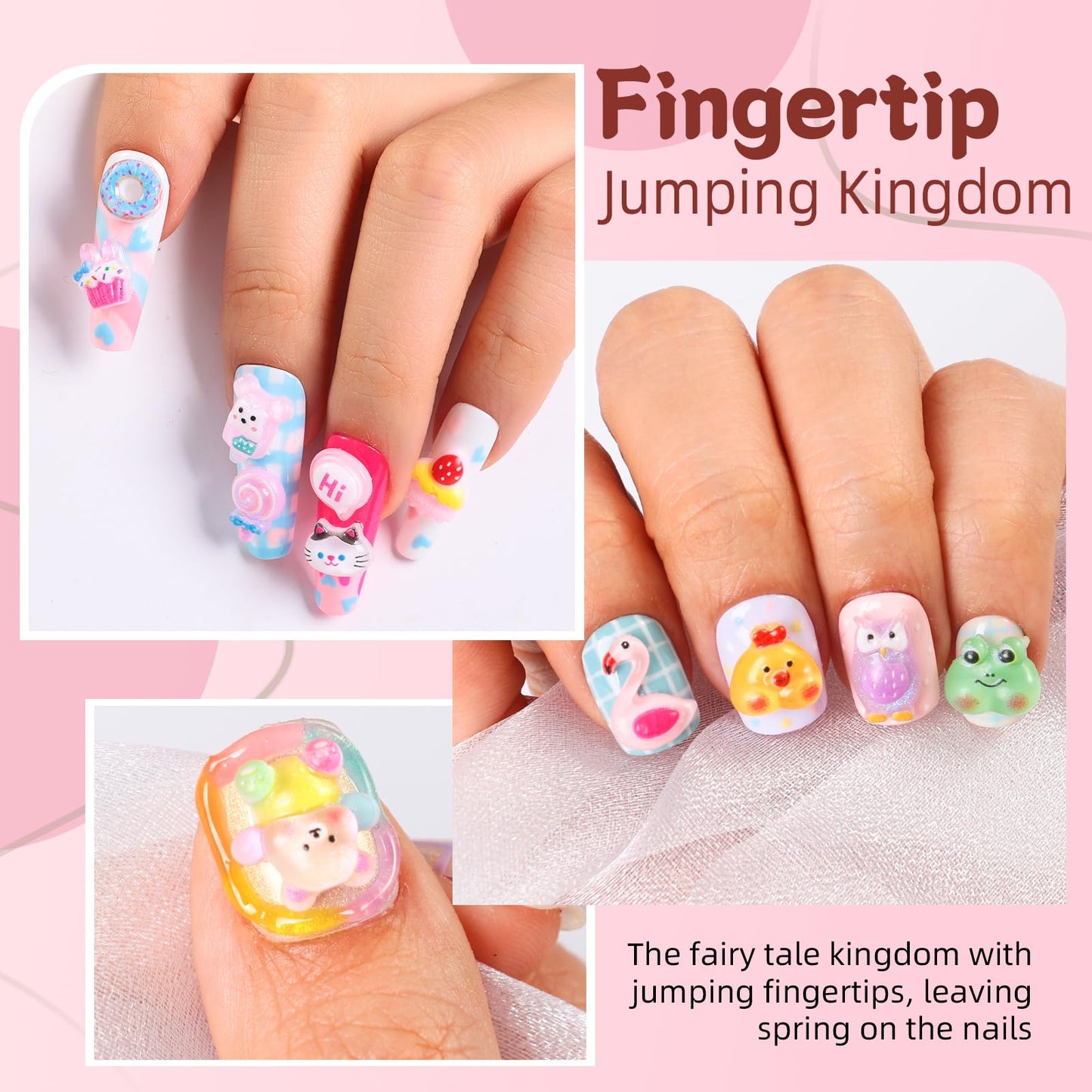 Cute 3D Nail Charms Dolphin Pineapple Food Panda Dinosaur Snail Cartoon Mix Jewelry Charms for Nail Art Design DIY Crafts Accessories Decorations (180)