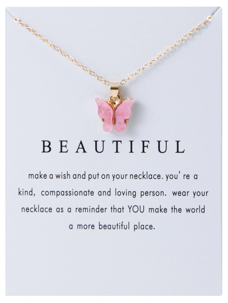 18PCS Colorful Butterfly Pendant Necklace for Women Bohemian Acrylic Adjustable Retro Card Clavicle Chain Insect Animal Necklace Friend Friendship Party Jewelry Gift (Golden Card & White Card 18pcs)