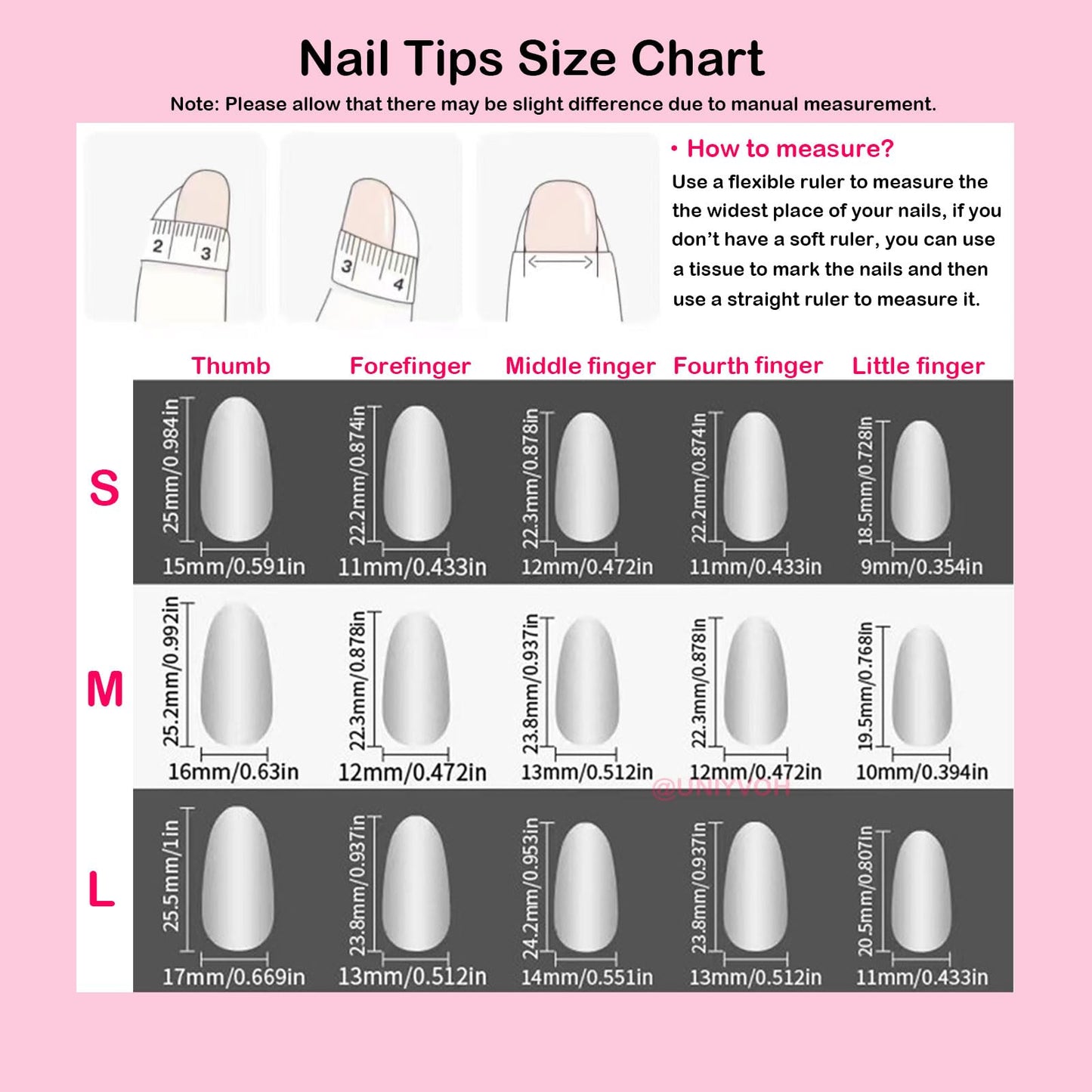 Almond Press on Nails Handmade Medium Long/Stiletto 3D Flower Fake Nail with Designs, Women Reusable False Nails (French Tip Silver, S)
