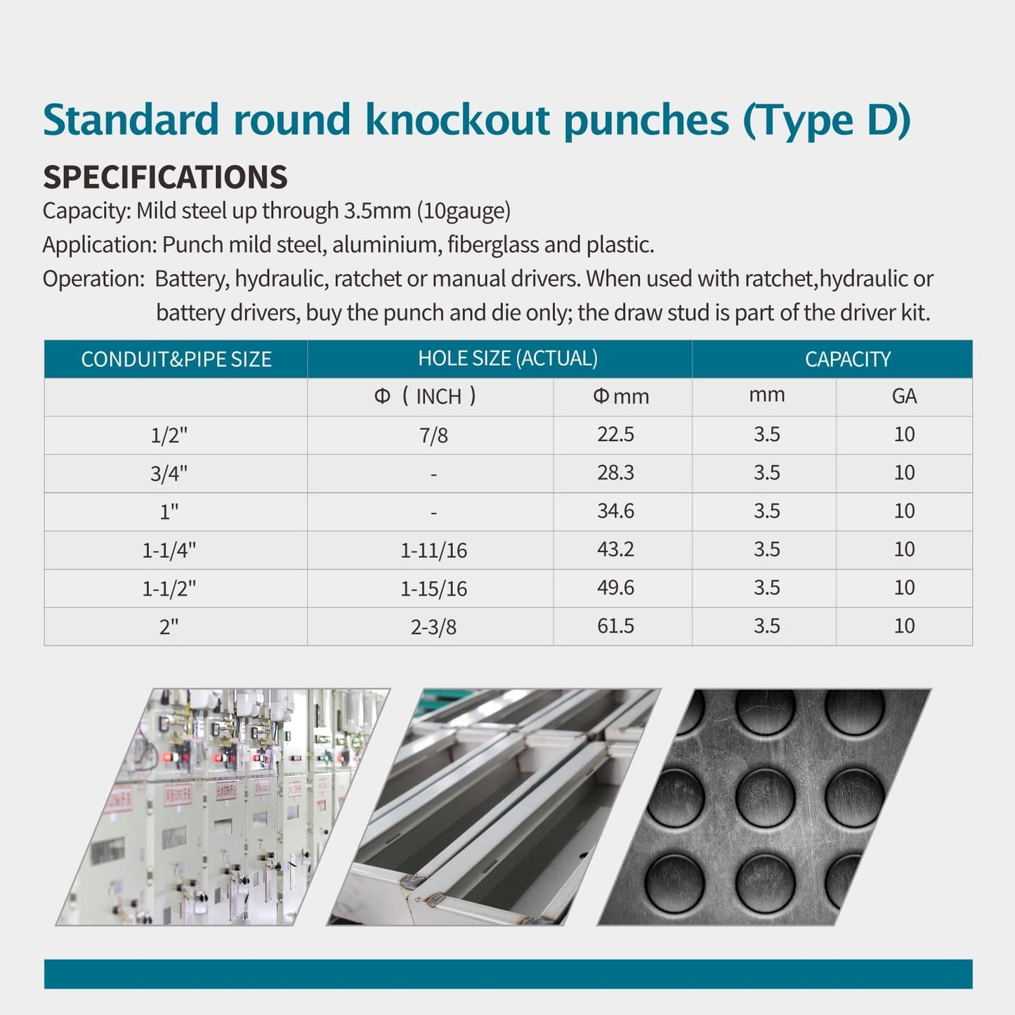 AMZCNC Hydraulic Knockout Hole Punch Driver Kit 1/2 to 2 inch Electrical Conduit Hole Cutter Set KO Tool Kit Metal Sheet Puncher (8TON(1/2"~2"))