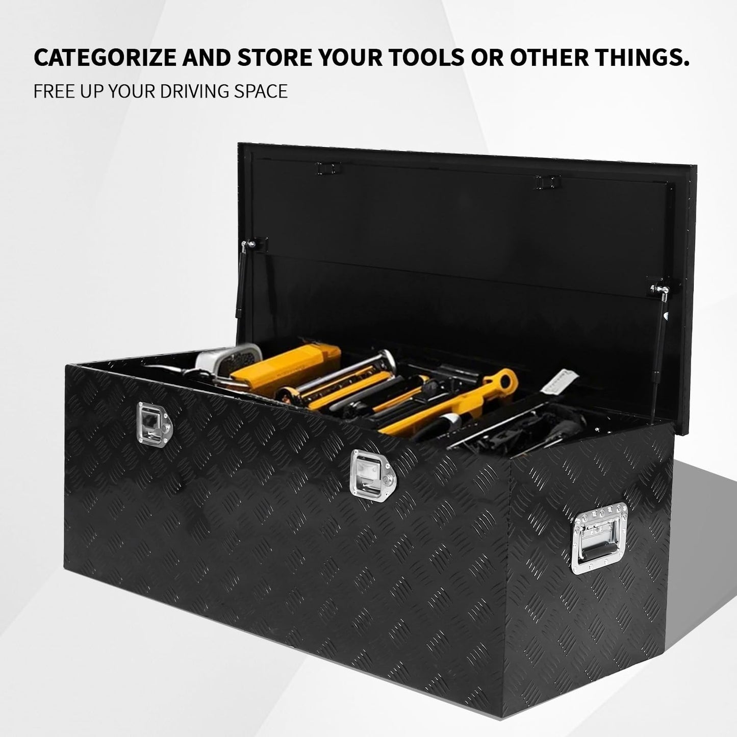 48 inch Truck Tool Box,Aluminum Truck Bed Tool Box w/Handled Locks and keys,Universal Fit for Pickup‌ Truck,Trailer,Vehicle,UTV,ATV-Black,48 X 19.5 X 17.5 inch