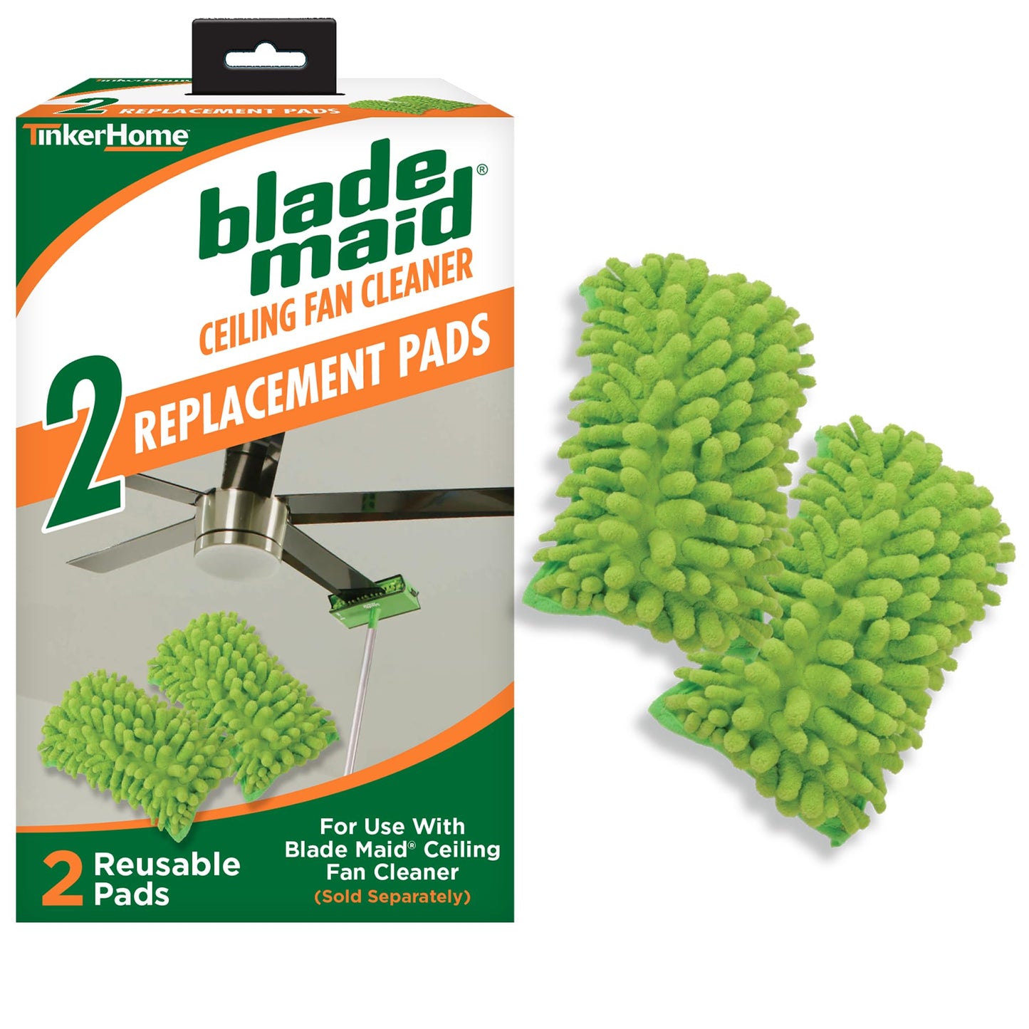 Blade Maid Replacement Microfiber Pads | Reusable, Machine Washable Pads for Blade Maid Ceiling Fan Cleaner with Extendable Pole for High Ceilings, Corner Cleaning Tool | Size 4.9" x 7.7" (Pack of 2)