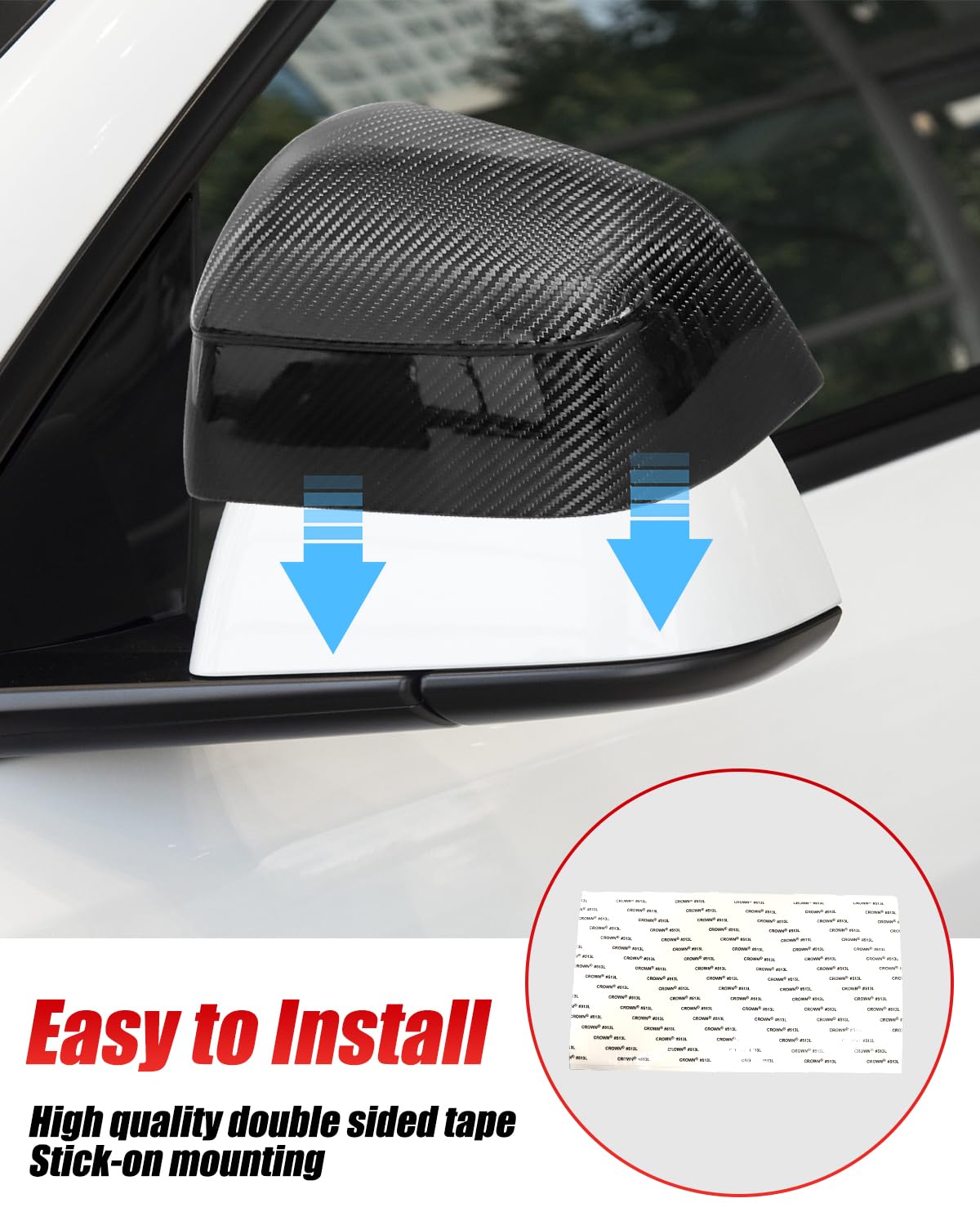 Carbon Fiber Mirror Cover Replacement Side View, 2PCS Glossy Real Carbon Fiber Rearview Mirror Protection Cover Compatible with Tesla (model y and juniper)