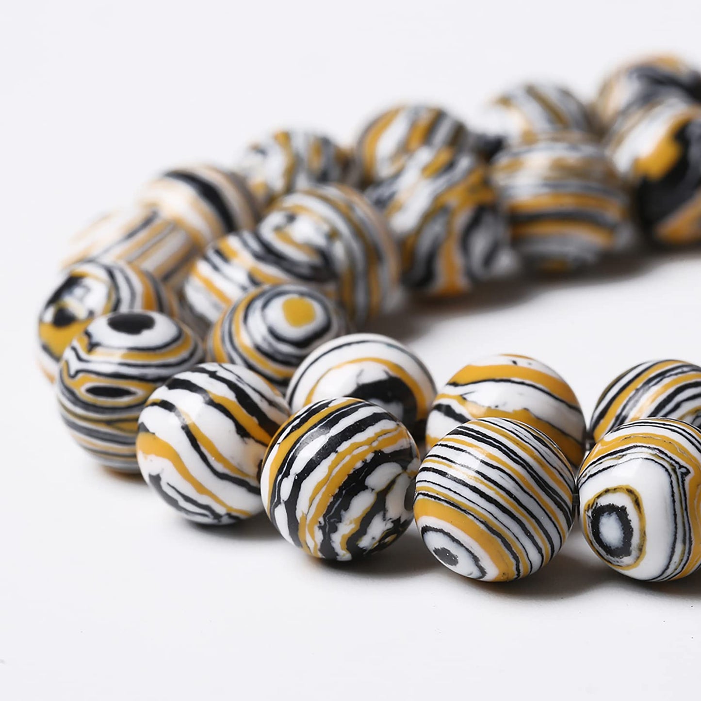 90pcs 4mm Natural Yellow Malachite Beads Round Loose Beads for Jewelry Making DIY Bracelets Necklace Crystal Energy Healing Power Stone(4mm, Yellow Black Malachite)