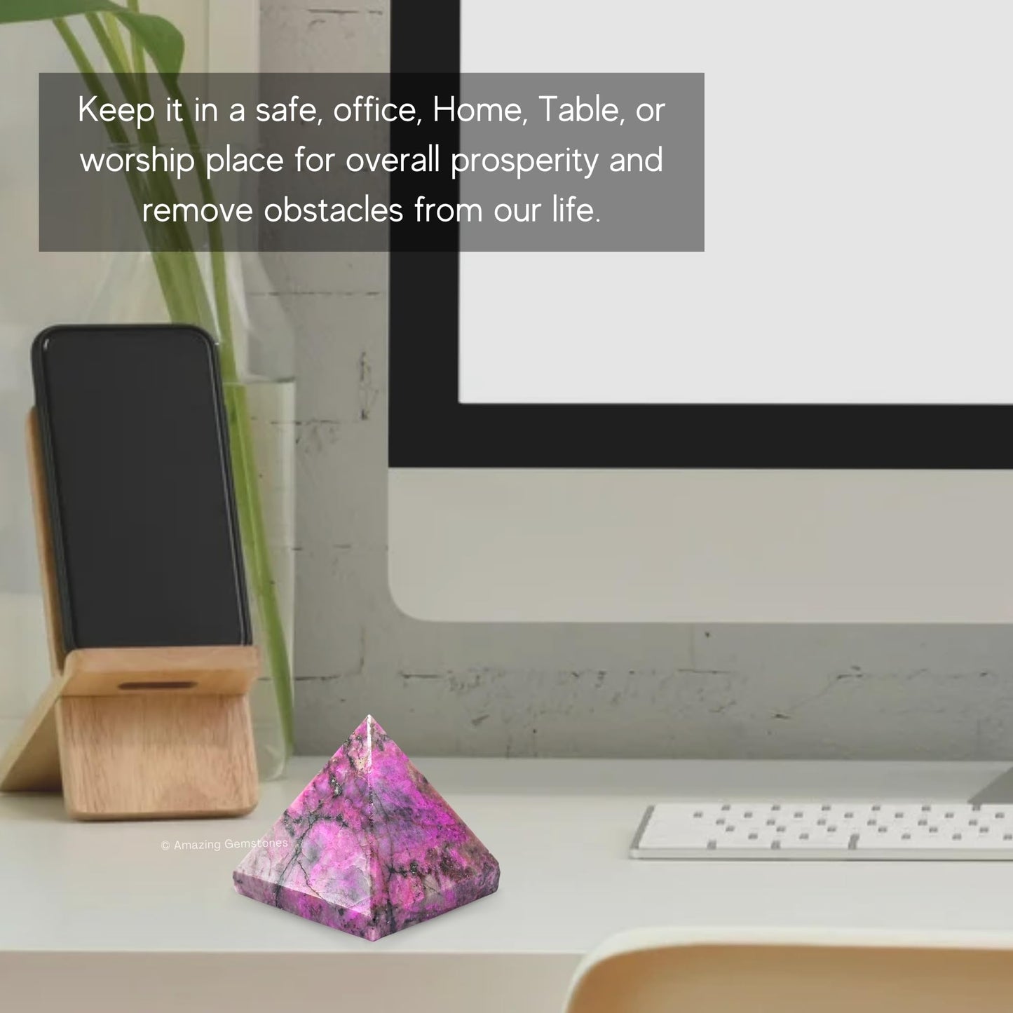 Amazing Gemstone Cobalt Calcite Pyramid Crystal Healing Stones - 2" Great Pyramid Figurine of Natural Stone Pyramid for Meditation, Reiki, Chakra Balancing and Crystal Pyramids Grid