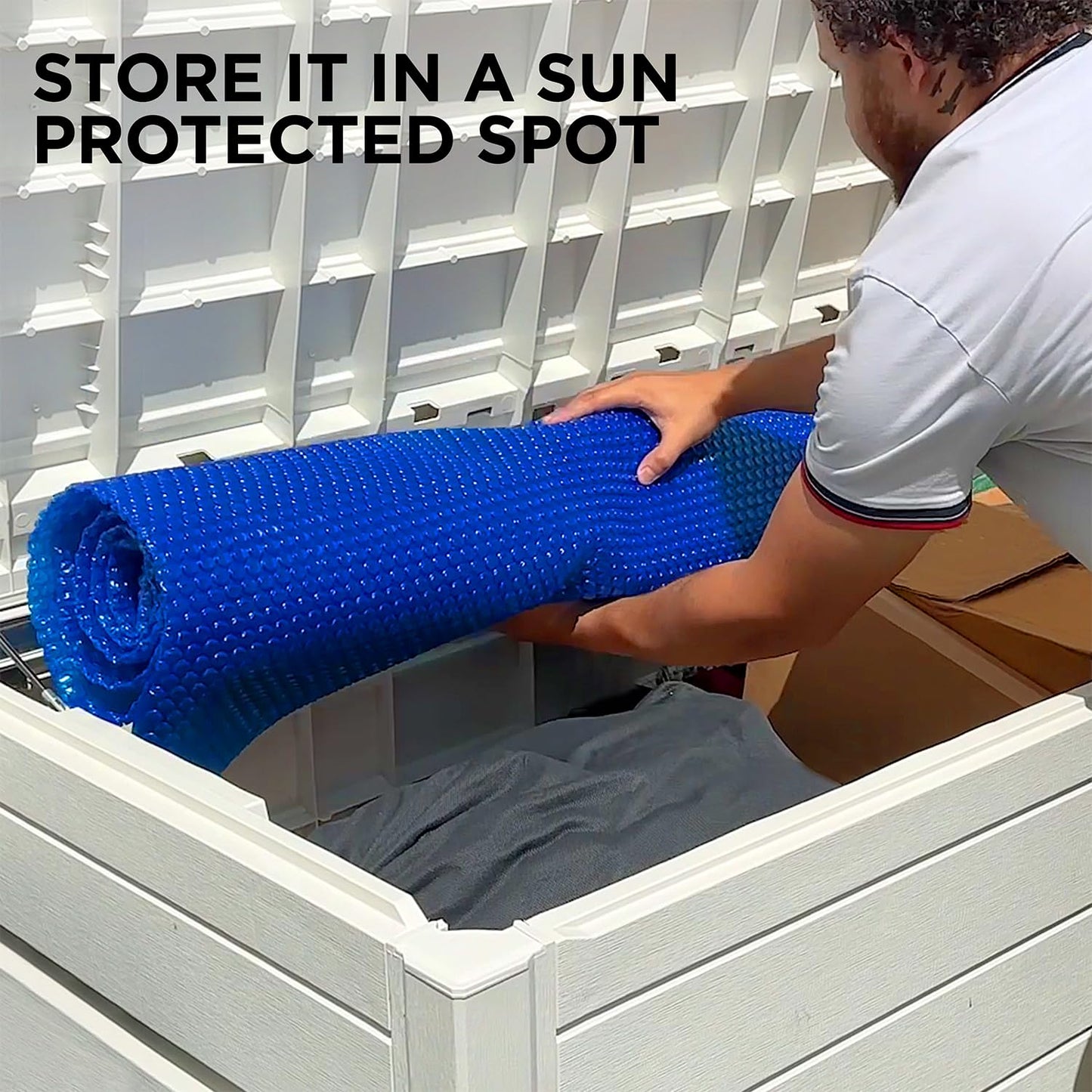 15' x 30' Oval Solar Cover for Inground and Above Ground Pools, 12 Mil - Premium Heavy Duty Solar Blanket for Above Ground Pool, Blue - Made in USA