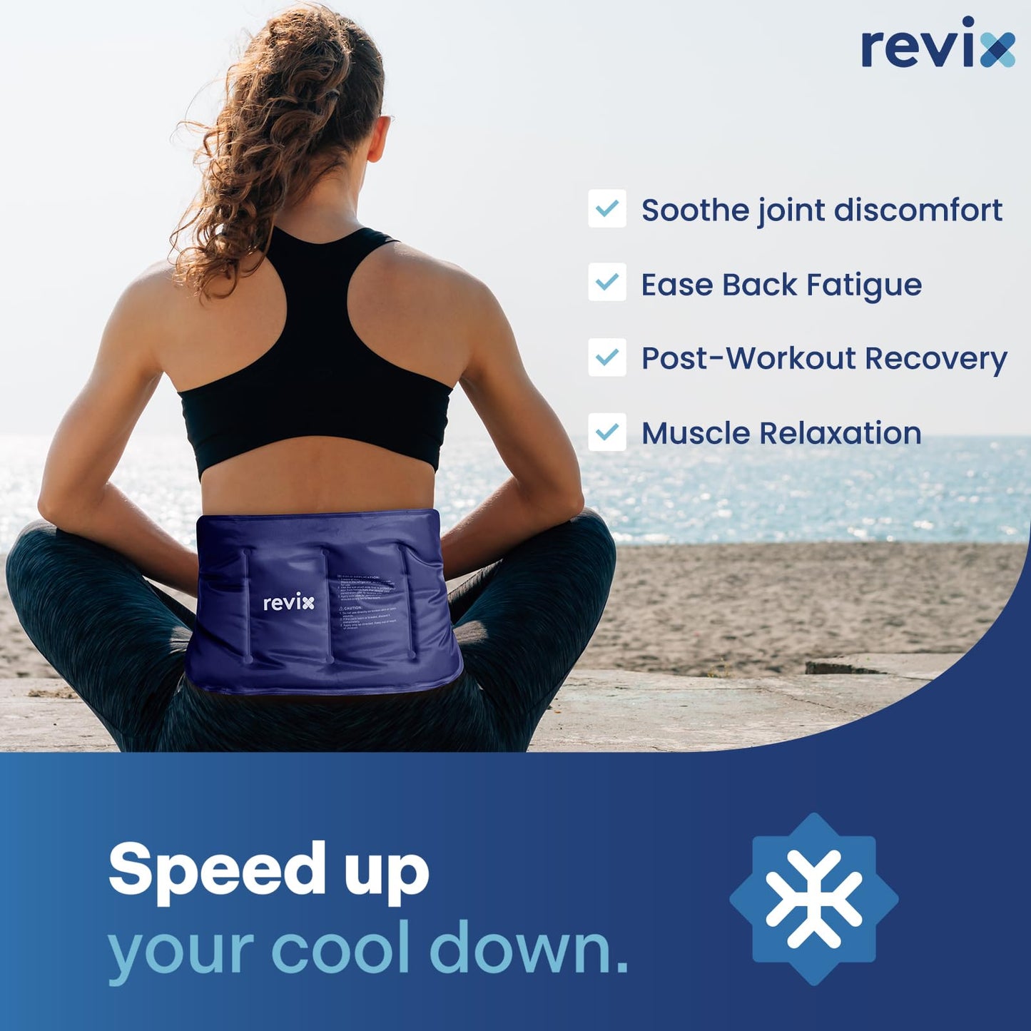 REVIX Ice Pack for Injuries Reusable Gel for Lower Back, Cold Packs for Back Shoulder, Elbow, Hip, Leg, Wrap Around Entire Knee, Soft Cold Compress,16 × 9" Navy"