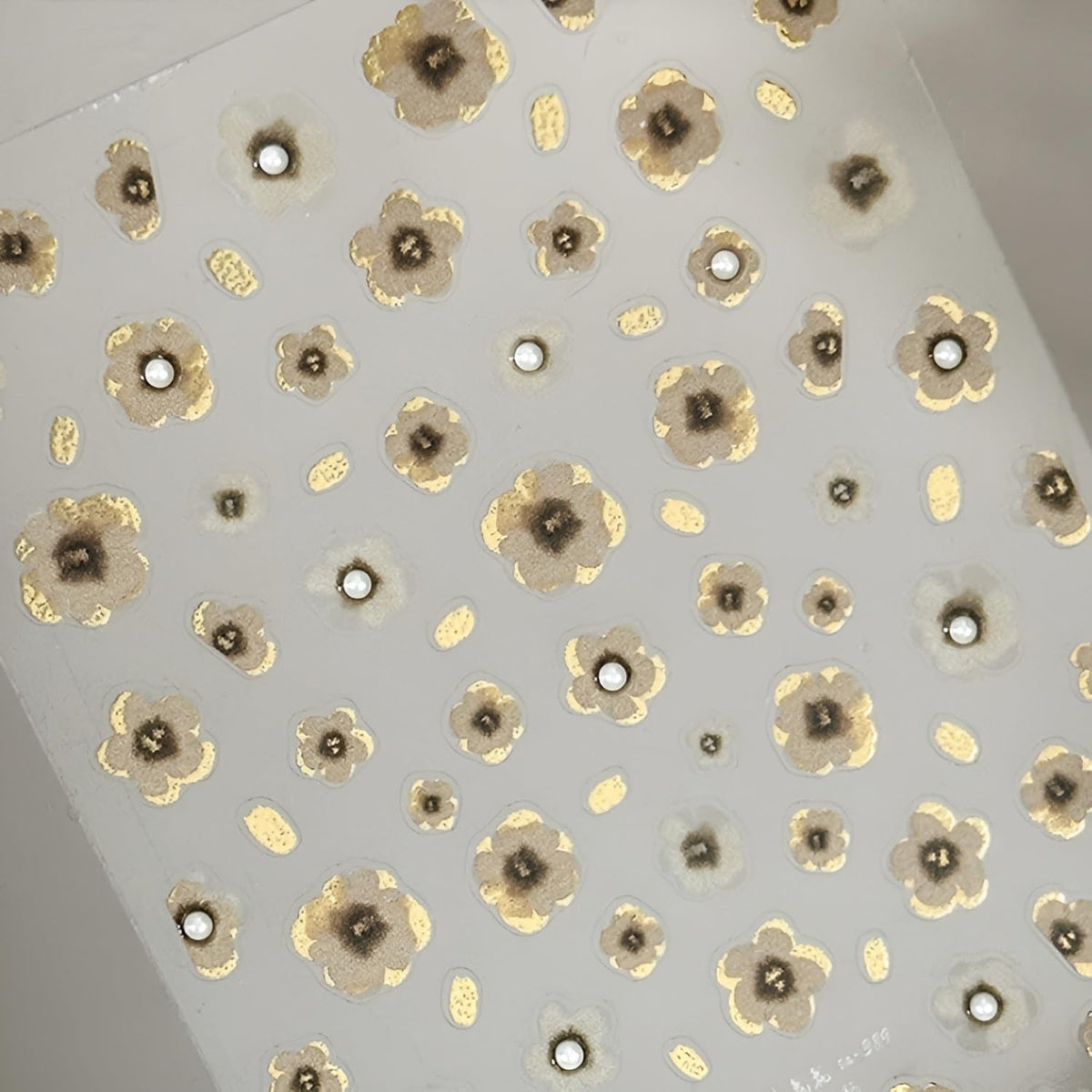 Flower Nail Art Stickers 5D Embossed Nail Decals with Pearls Design Summer Spring Nail Stickers for Nail Art Brown Flower Nail Design Self Adhesive Nail Charms Decoration Accessories for Women