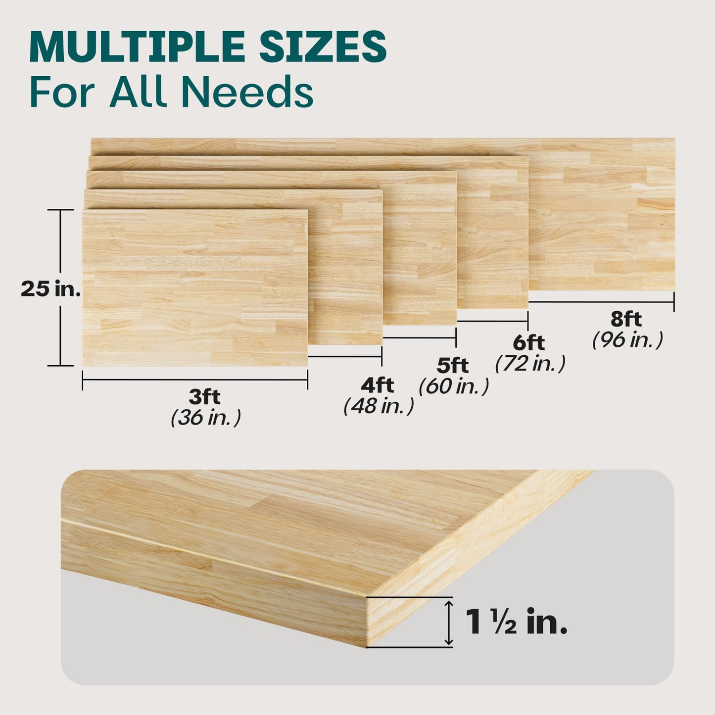 Hevea Butcher Block Countertop - 6ft