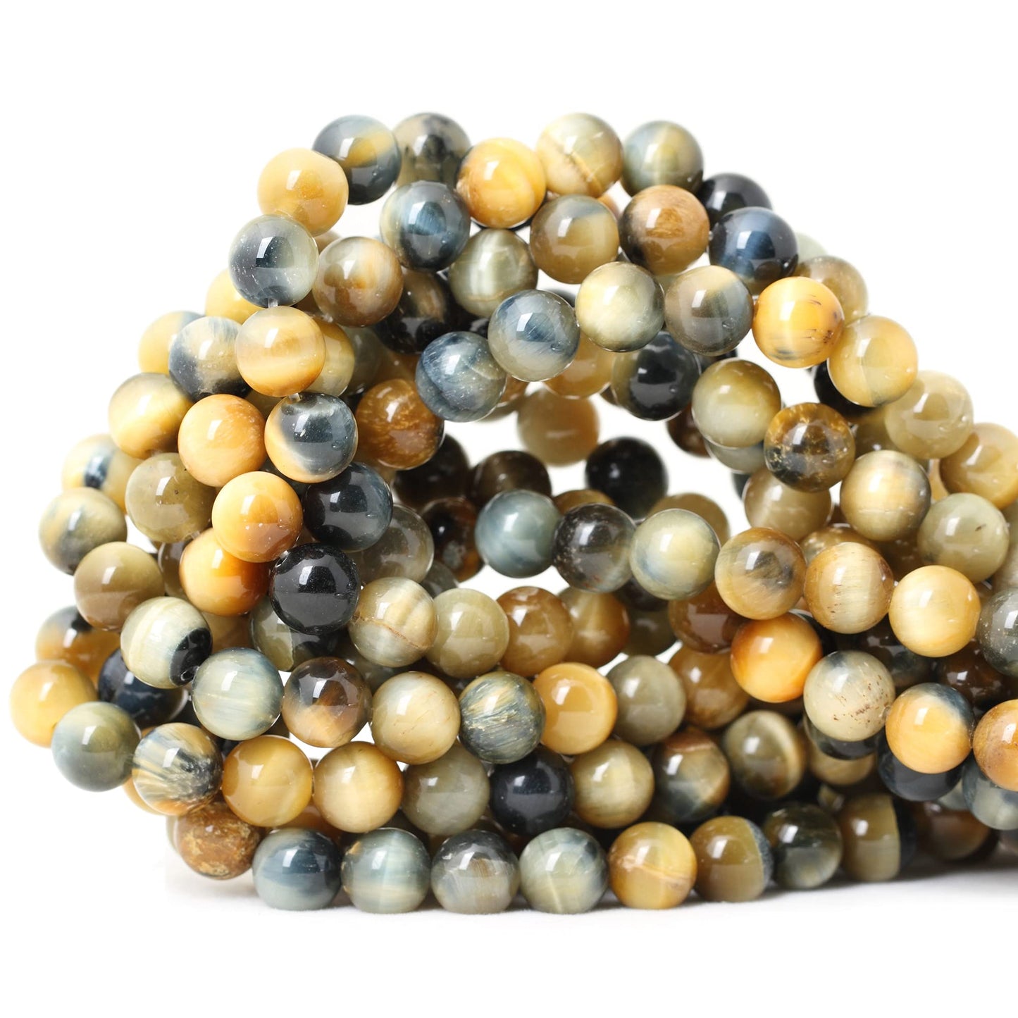CHEAVIAN 45PCS 8mm Natural Dream Tiger Eye Stone Round Loose Beads for Jewelry Making DIY Bracelet Necklace Materials 1 Strand 15"