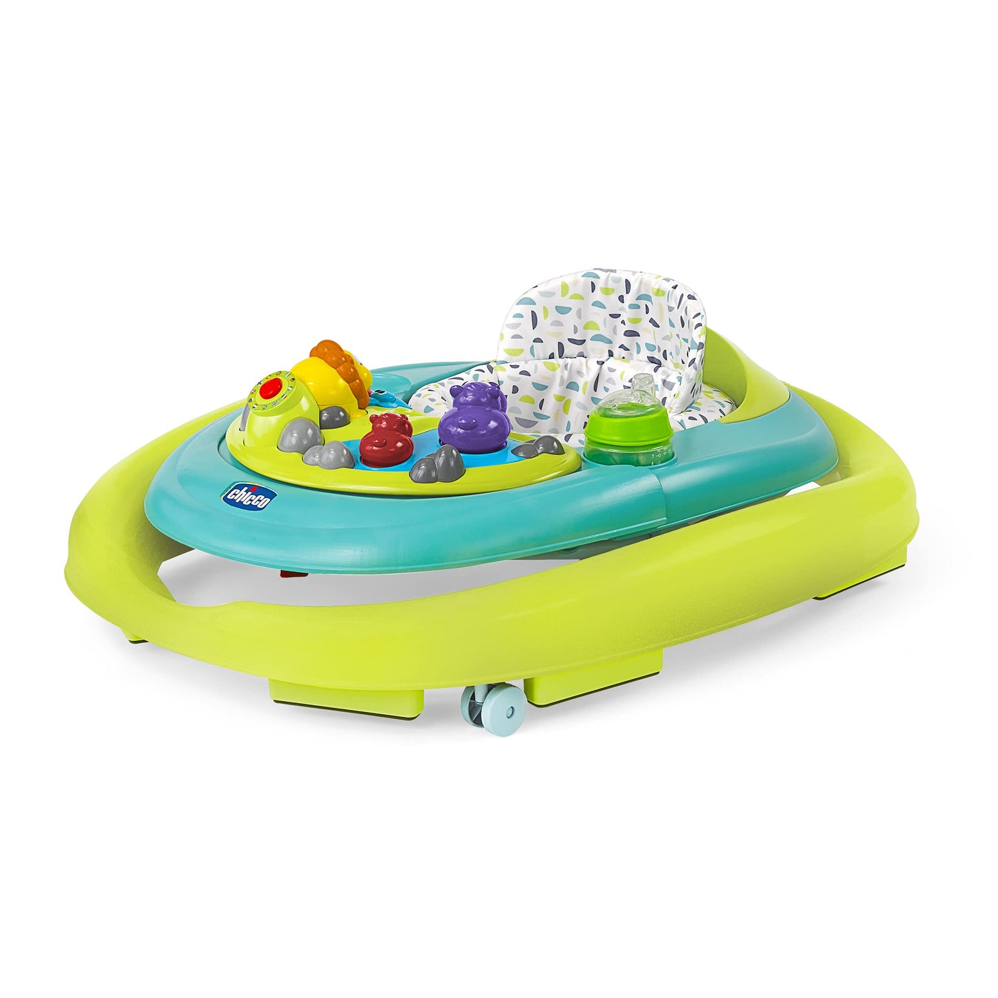 Chicco Walky Talky Foldable Baby Walker, Multilingual Play Tray with Music and Lights, 3 Height Adjustments, Brake Pads, for Children up to 26 lbs., Compact Fold, Flora/Purple/Grey