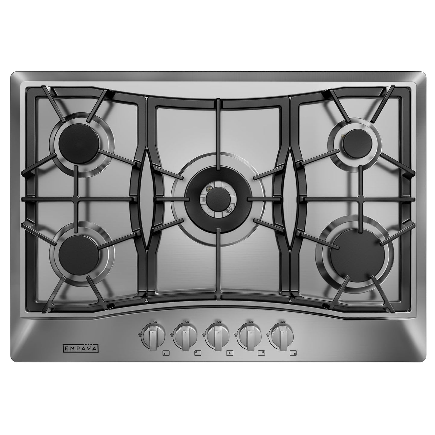 Empava 30 in. Gas Stove Cooktop with 5 3rd Gen Italy Sabaf Sealed Burners in Stainless Steel, 30 Inch, Silver